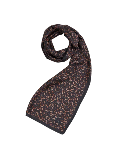 Fable England Deco Blooms Silky Lightweight Black Scarf