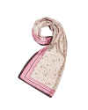 Fable England Deco Blooms Silky Lightweight Cream Scarf In Pink