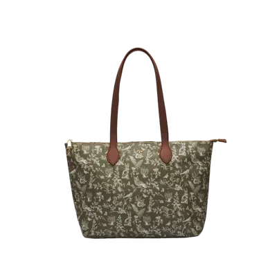 Fable England Edith Orla Scene Print Tote Purse In Khaki