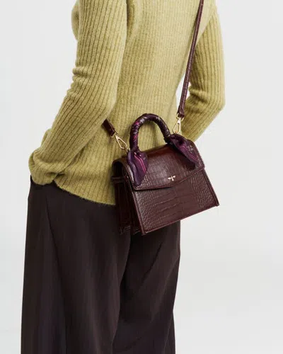 Fable England Eliza Croc Small Top Handle Purse In Burgundy