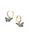 Fable England Enamel Blue Butterfly Huggie Earrings