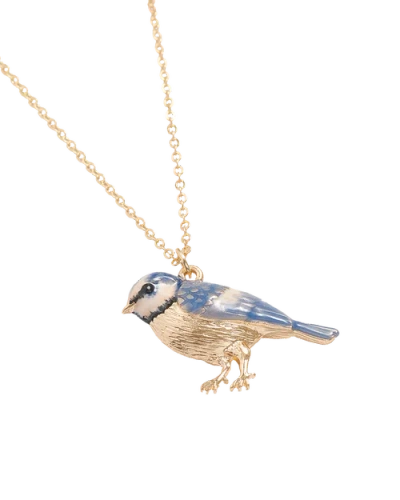 Fable England Enamel Blue Tit Short Necklace