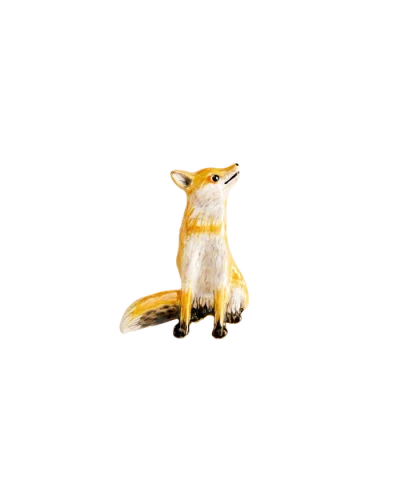 Fable England Enamel Fox Brooch