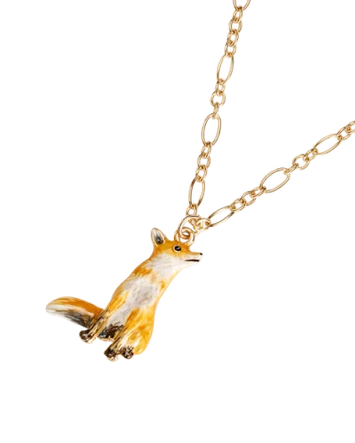 Fable England Enamel Fox Short Necklace