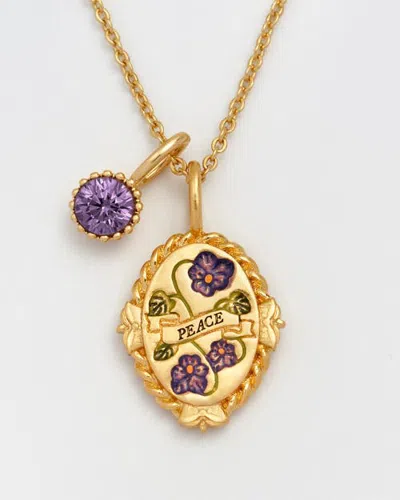 Fable England February Birthstone Violet Charm Necklace In Gold