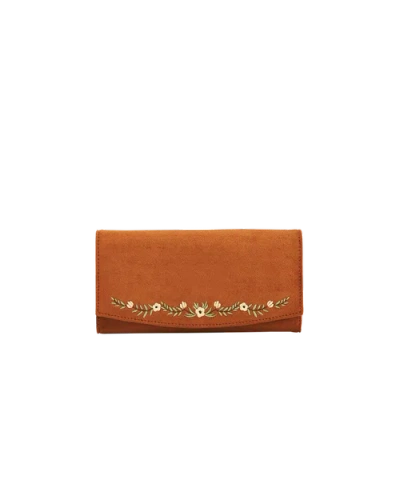 Fable England Floral Embroidered Purse Large In Purple