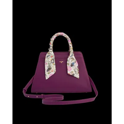 Fable England Floral Engravings Large Plum Tote In Purple