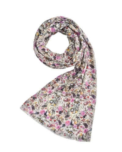 Fable England Floral Engravings Lightweight Scarf In White