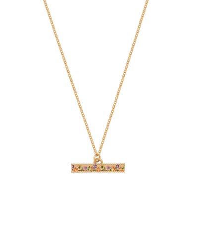 Fable England Folksy Floral Gold T-bar Chain Necklace