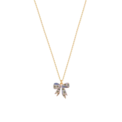 Fable England Forget Me Not Bow Pendant Necklace In Gold