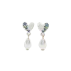 Fable England Forget-me-not Heart & Pearl Earrings Silver