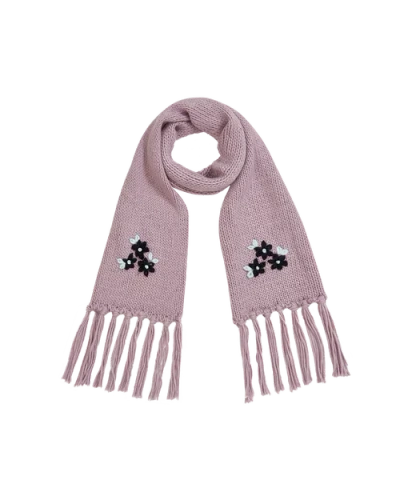 Fable England Forget-me-not Knitted Scarf In Pink