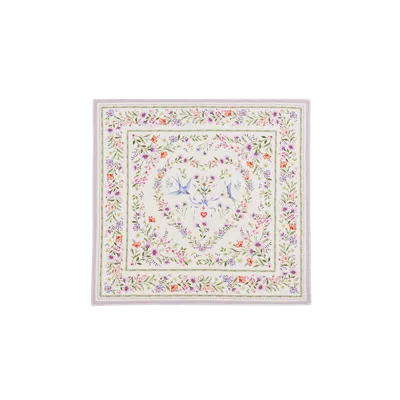 Fable England Forget Me Not Narrative Square Scarf In White