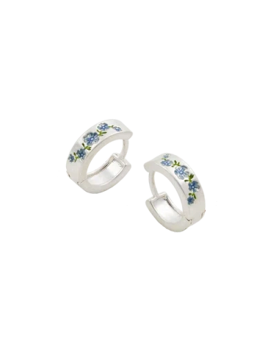 Fable England Forget-me-not Stud Hoop Earrings Silver