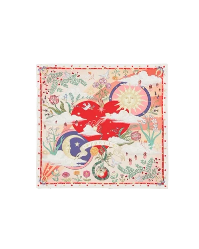 Fable England Freya Narrative Square Scarf In Pink