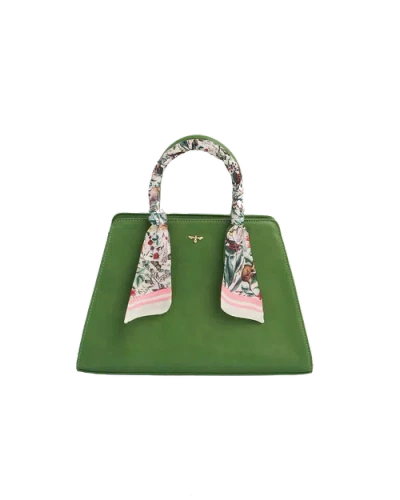 Fable England Garden Floral Structured Medium Tote Bag In Green