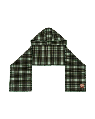 Fable England Green Check Hooded Scarf
