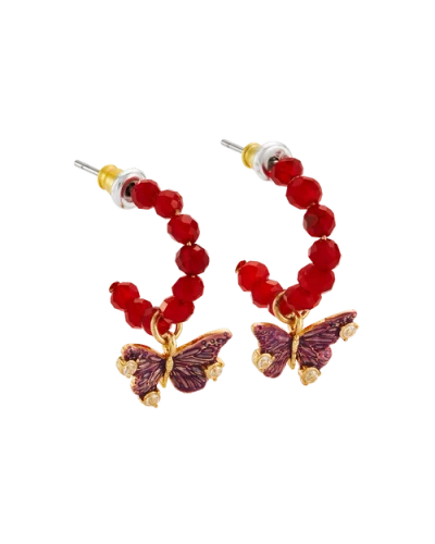 Fable England Hera Butterfly Charm Hoop Earrings In Gold