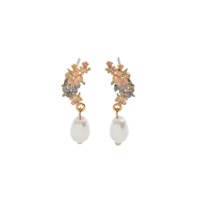 Fable England Hibiscus & Pearl Earrings