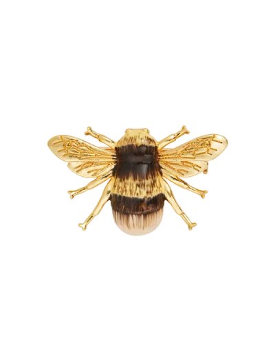 Fable England Honey Bee Brooch In Gold