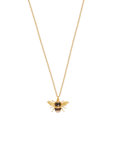 Fable England Honey Bee Enamel Necklace In Gold