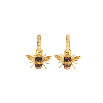 Fable England Honey Bee Hoop Earrings In Gold