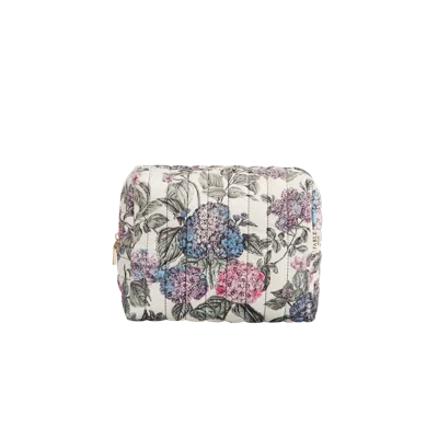 Fable England Hydrangea Large Quilted Makeup Bag In Purple