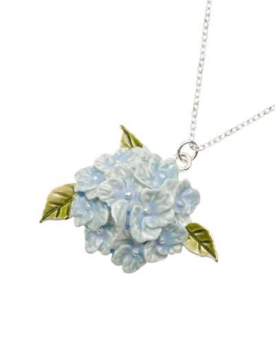 Fable England Hydrangea Necklace Silver In Blue