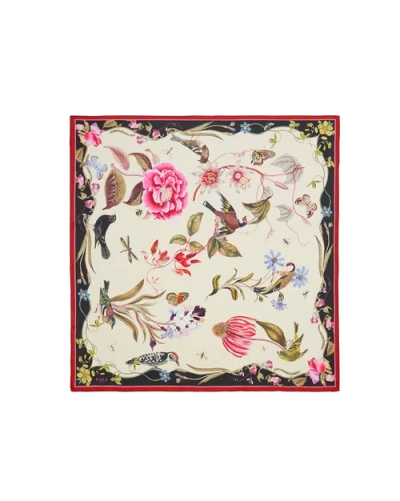 Fable England Ivory Wonderland Scene Square Scarf In Multi