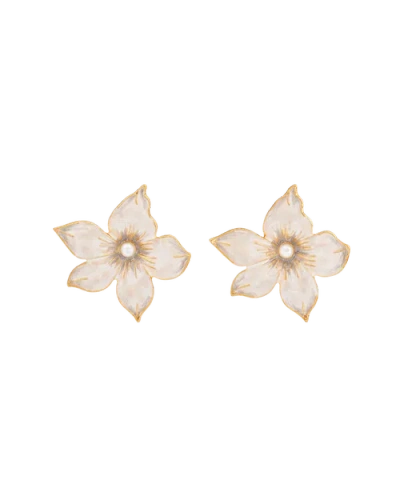 Fable England Jasmine & Pearl Oversized Stud Earrings In Gold