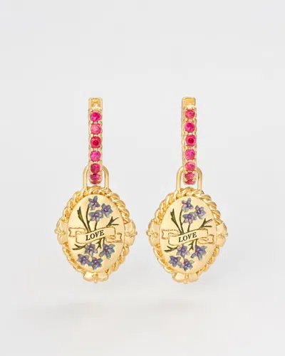 Fable England July Birthstone Larkspur Huggie Earrings In Multi
