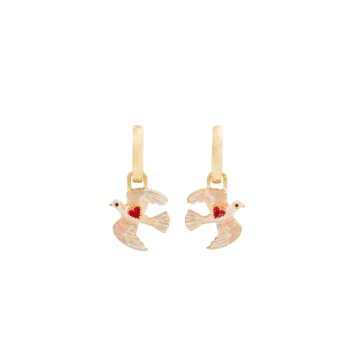 Fable England Love Dove Huggie Earrings In Gold