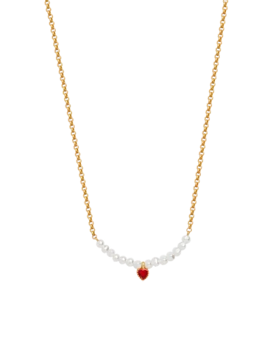 Fable England Love Heart Pearl Necklace In Gold