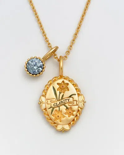 Fable England March Birthstone Daffodil Charm Necklace In Gold