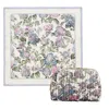Fable England Neutrals / Pink / Purple Hydrangea Small Quilted Makeup Bag & Hydrangea Square Scarf Set