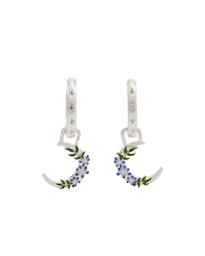 Fable England Nightshade Moon Silver Huggie Earrings