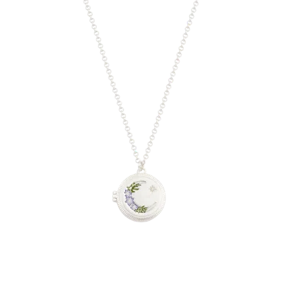 Fable England Nightshade Moon Silver Locket Chain Necklace
