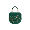 Fable England Robin Love Embroidered Saddle Bag Fern Green Velvet In Green
