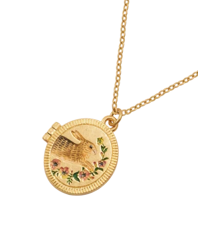 Fable England Running Bunny Locket In Gold