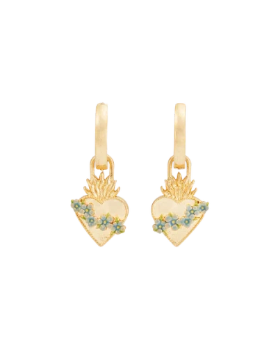 Fable England Sacred Heart Huggie Earrings In Gold