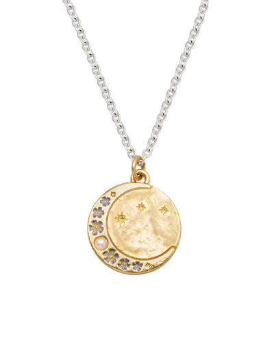 Fable England Selene Moon & Periwinkle Necklace In Gold