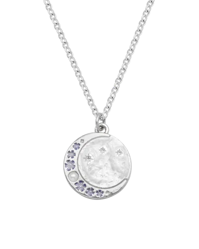 Fable England Selene Moon & Periwinkle Necklace In Silver