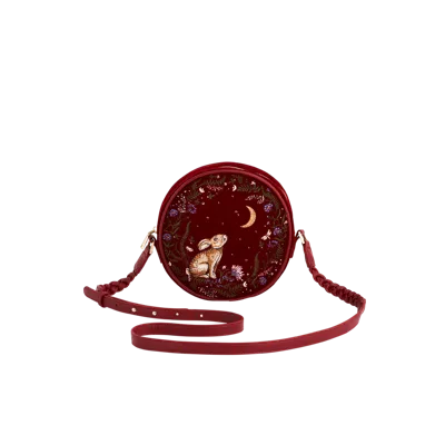 Fable England Star Gazing Rabbit Red Embroidered Circle Bag