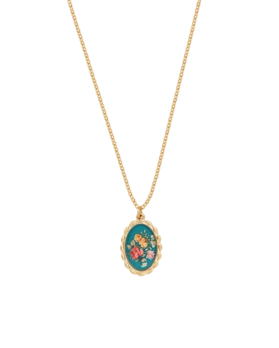 Fable England Vintage Roses Gold Framed Chain Necklace