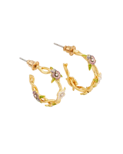Fable England Wildflower Hoop Earrings In Gold