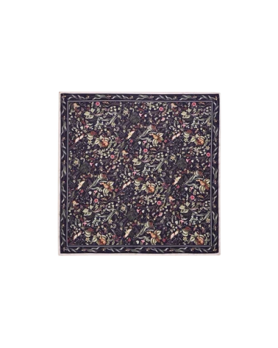 Fable England Wolf Garden Navy Square Scarf In Blue