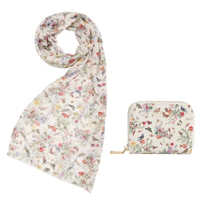 Fable England Women's Alice Garden Lightweight Scarf & Alice Garden Small Purse Set