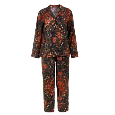 Fable England Women's Red / Black Folksy Fox Pyjamas Black In Black/red