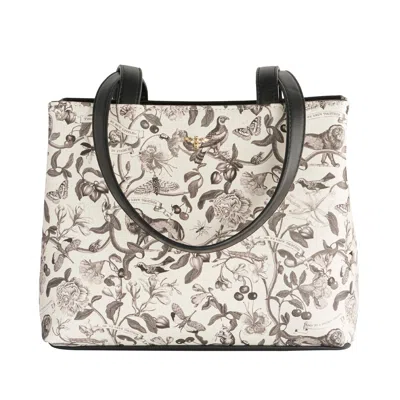 Fable England Women's Black / White Fable Tree Of Life Monochrome Small Tote In Gray