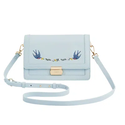 Fable England Women's Blue Bird Embroidered Foldover Bag